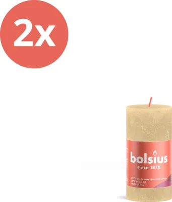 Productafbeelding van Bolsius - Rustieke stompkaars - 100/50 - 1 stuk per verpakking - Haverbeige - Voordeelverpakking - 2 stuks