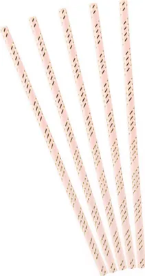 Image de Pailles cocktail 10 pièces rose-doré 19,5 cm - taille unique