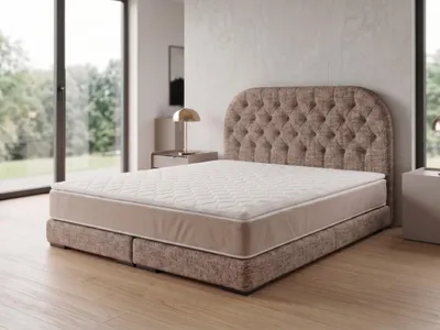 Produktbild von Polsterbett  LEON 4 mit Kopfteil, modernes gepolstertes Bett in 140 x 200 cm Farbe: Hellbraun