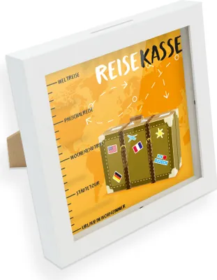 Produktbild von itenga Bilderrahmen Spardose Reisekasse (Motiv 8) - Einleger, Plexiglasscheibe