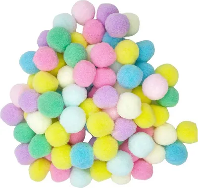 Zdjęcie produktu dla Pompony poliestrowe 15mm 80 szt - Loveart - mix pastelowy