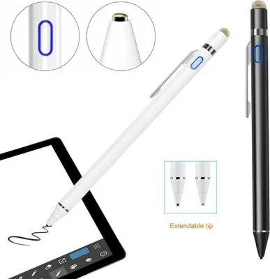 Produktbild von Aktiver kapazitiver Stift iPad Stylus IOS Android kompatibel Handy Tablet Malstift Touchscreen Stift Stylus Pen Stoffclip schwarz