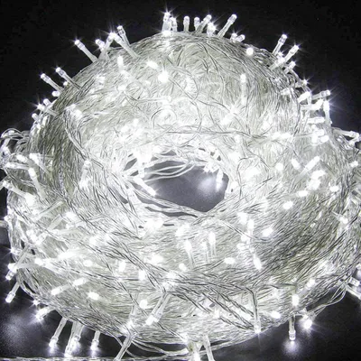 Zdjęcie produktu dla Izrielar 100M LED Fairy Lights 500LEDs 8 trybów z funkcją pamięci, Christmas Party Garden Operation Twinkling Star Effect Decoration Transparent Cable Cold White