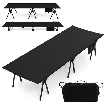 Obrázek produktu pro Kempinkové lůžko COSTWAY 193x70 cm, výškově nastavitelné kempinkové lůžko s nástavci na nohy, boční kapsou a kapsou ze síťoviny, přenosná kempinková postýlka s nosností 150 kg