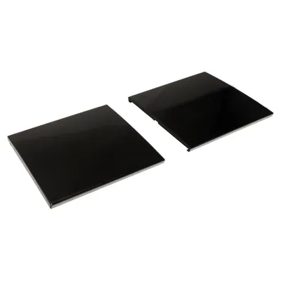 Two black covers on a white background.
