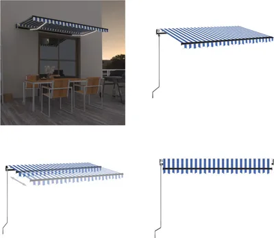 Produktbild von vidaXL Automatische Markise mit LED & Windsensor 450x350 Blau und Weiß - Markise - Markisen - Sonnendach - Sonnendächer