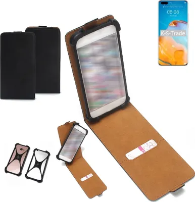 Produktbild von K-S-Trade Handyhülle Schutzhülle kompatibel mit Huawei P40 Pro Hülle Case Cover Flip Style Bumper schwarz 1x