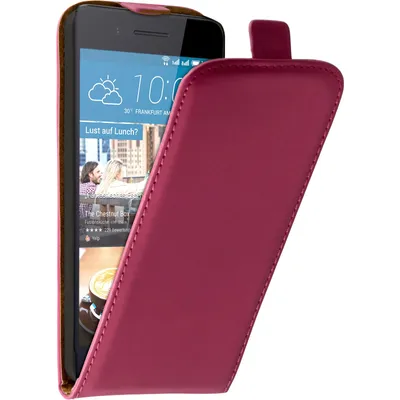 Produktbild von PhoneNatic Kunst-Lederhülle kompatibel mit HTC Desire 728 - Flip-Case pink + 2 Schutzfolien