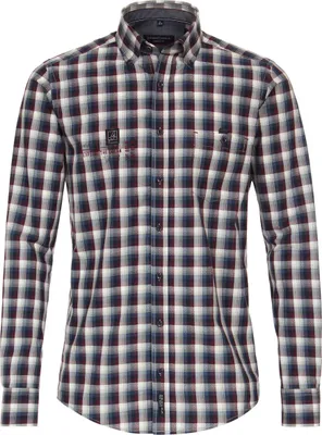 Produktbild von CASAMODA Herren Freizeithemd Langarm Button-Down Casual-Fit Rot kariert 3XL