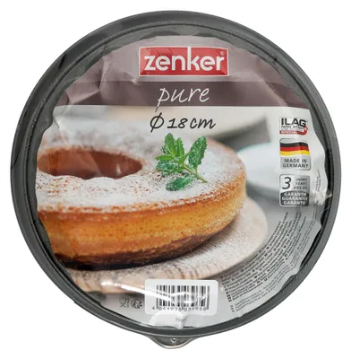 Produktbild von Zenker Springform mit Flach- und Rohrboden Ø 18 cm PURE, Backform mit 2 Böden, Kuchenformen-Set, mit Antihaftbeschichtung, einfaches Entformen für saftige Kuchen (Farbe: schwarz)