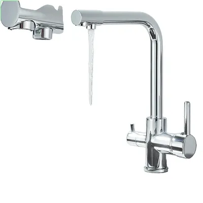 Produktbild von Küchenfilter Wasserhahn, Zweigriff-Design, 360-Grad-Drehung , Chrome