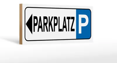 Produktbild von Holzschild Behinderten Parkplatz links, 27 x 10 cm, Holzschilder Auto Parking