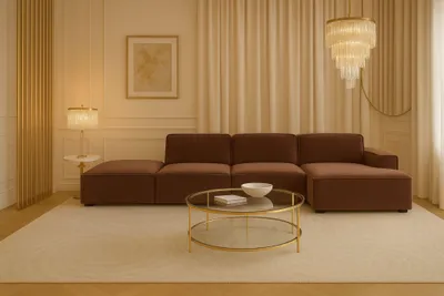 Produktbild von Kaiser Möbel Ecksofa Cursal L-Form + Hocker, Stoff Salvador, Dunkelbraun, Rechts