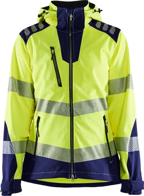 Produktbild von Blakläder® Damen High Vis Softshell Jacke High Vis 4791 2513 in div. Farben, Farbe:high vis gelb/marineblau, Größe:M