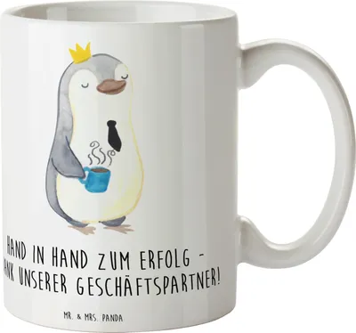 Produktbild von Mr. & Mrs. Panda Teetasse Erfolg Geschäftspartner - Weiß - Geschenk, Aufmerksamkeit, Tasse mit Spruch, Dankeschön, Kaffeetasse, Danke sagen, Dankeskärtchen, Bedanken