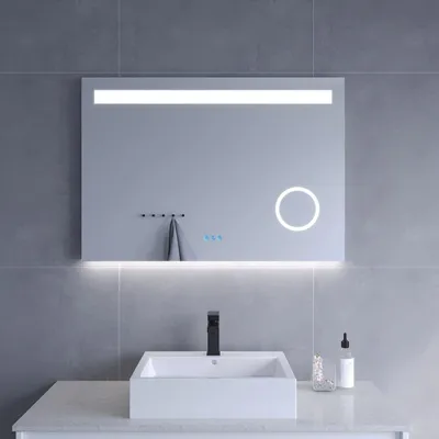 Produktbild von Led Spiegel mit Bluetooth 100x70 cm Kaltweiß 6400K Antibeschlag 3-Fach Vergrößerung IP44 Badspiegel Badezimmerspiegel Wandspiegel Beleuchtet