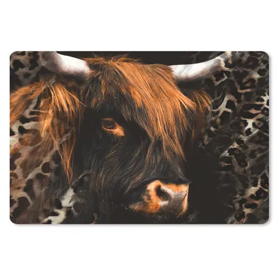 Produktbild von MuchoWow® Schreibtischunterlage Schottischer Highlander - Tiere - Panther Druck 60x40 cm - XXL Mauspad - Großes Mauspad