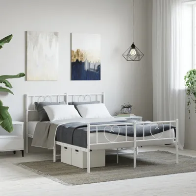 Immagine prodotto di Maison Exclusive - Letto con testiera e pediera in metallo bianco 120x200 cm