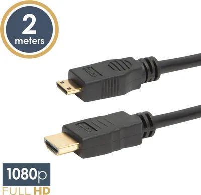 Produktbild von Mini-HDMI-Kabel 2 m – HDMI auf Mini-HDMI-Stecker, 1080p, vergoldet [20318]