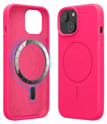Produktbild von kwmobile Handyhülle für Apple iPhone 15 - Hülle für MagSafe - Hülle für iPhone 15 Case - Silikon Rückseite magnetisch in Neon Pink