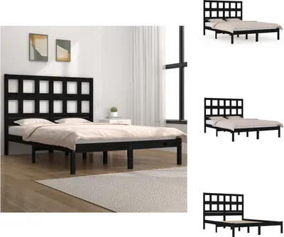 Produktbild von vidaXL Massivholzbett Schwarz Kiefer 200x200 cm -  Betten & Bettgestelle