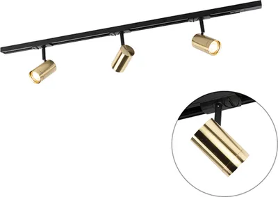Zdjęcie produktu dla QAZQA – nowoczesny system szynowy I Spotlight I Reflektor sufitowy I Reflektor sufitowy I Reflektor z 3-punktową belką punktową Spot I Spotlight I Reflektor sufitowy I Reflektor sufitowy I Reflektor I Lampa I Oprawa oświetleniowa 1-fazowa czarna