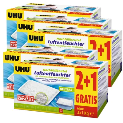 Produktbild von UHU Original Luftentfeuchter Nachfüllbeutel 3x1000g Neutral air max (5er Pack)