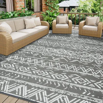 Immagine prodotto di Tappeto da esterno impermeabile, 180 x 270 cm, colore grigio