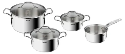 Produktbild von Tefal Intuition 7-teiliges Topfset Edelstahl B864S7, Kochset, Edelstahl, Edelstahl, Edelstahl, Edelstahl, Glas