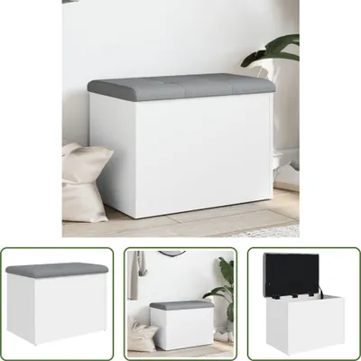 Zdjęcie produktu dla The Living Store Ławka z miejscem do przechowywania Biała 62x42x45 cm Materiał drewnopochodny