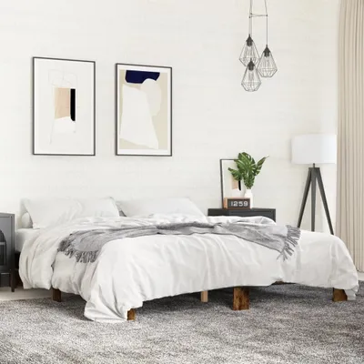 Produktbild von (NEU 2026) Bettgestell moderne, Räuchereiche 200x200 cm - Holzwerkstoff und Metall - Klassische Betten - 39.68 kg