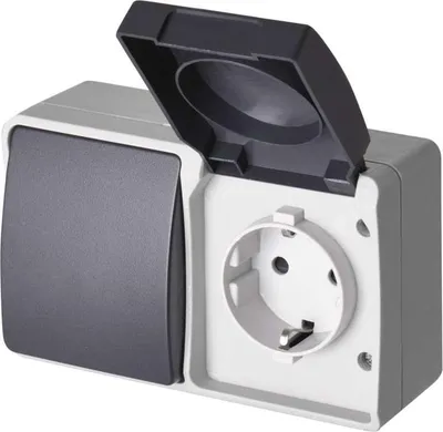 Productafbeelding van Wandcontactdoos, IP44, grijs | SCHUKO