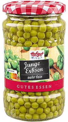 Obrázek produktu pro Hofgut mladý hrášek velmi jemný a křehký předvařený Good Food 370ml