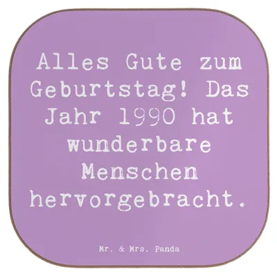 Produktbild von Mr. & Mrs. Panda Tischuntersetzer Spruch 1990 Geburtstag - Lavendeltraum - Geschenk, Happy Birthday, Untersetzer für Gläser, Geburtstagsdeko, Geburtstagsgruß, Glückwunsch