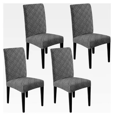 Produktbild von Stuhlhussen 4er-Set, Elastischer Stretch-Stuhlbezug, Abnehmbarer Waschbarer Esszimmerstuhl Schutz für Küche, Restaurant, Bankett, Hochzeit (Grau)