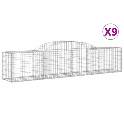 Produktbild von vidaXL Gabionen mit Hochbogen 9 Stk. 300x50x60/80 cm Verzinktes Eisen