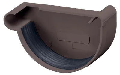 Produktbild von INEFA Dachrinnen Endstück halbrund, PVC NW150 / 150mm, links Dunkelbraun Dachrinnenzubehör, einfache Steckmontage,  Germany