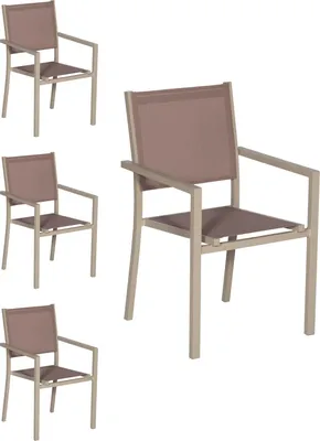 Produktbild von 4er Set Stühle aus Aluminium in Taupe - Textilene in Taupe