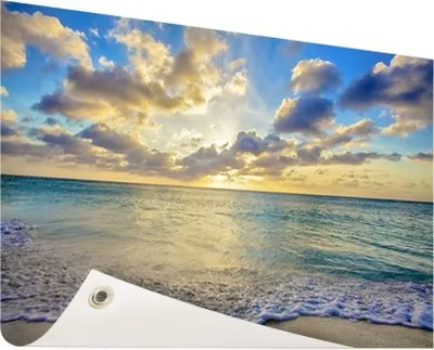 Produktbild von Gartenposter - 120x80 cm - Sonnenaufgang über dem Meer Fotodruck  - Modernes Wandbilder - Meer und Strand