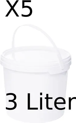 Produktbild von BenBow Eimer mit Deckel 3L x5 Weiß - lebensmittelecht, stabil, luftdicht, auslaufsicher, geruchsneutral - Plastikeimer mit Henkel - leer