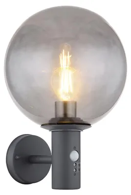 Produktbild von LED Wandleuchte, Bewegungsmelder, anthrazit, Glas rauch, H 37 cm