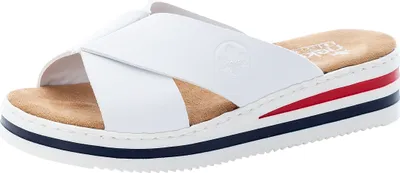 Produktbild von Rieker Damen Clogs Pantoletten Keilabsatz V02A1-80, Größe:42 EU, Farbe:Weiß