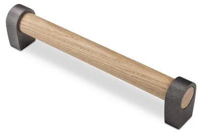 Produktbild von Möbelgriff OAK Schrankgriff Türgriff BA 192 mm Stangen-Ø: 21,5 mm Schubladengriff mit Metallfassung und Griffleiste aus massiver Wildeiche
