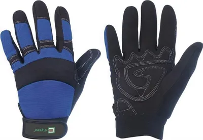 Produktbild von Kunstlederhandschuhe Master Gre 9 schwarz/blau EN 388 PSA-Kategorie II