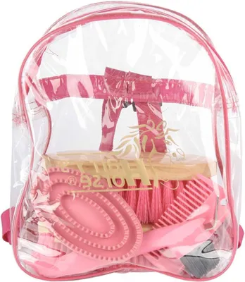 Productafbeelding van Poetsrugzak - Poetsset tas - Paard Verzorgen - Scheurvast en Duurzaam - 18 x 22 x 10 cm - Roze