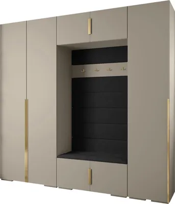 Produktbild von MEBLE KRYSPOL Inova 1 Möbelset Garderobe, 236,7x250x47cm - Kaschmir, Manila 18, Gold