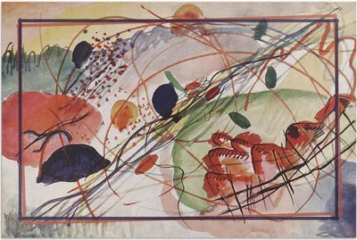 Produktbild von Buntes Aquarell von Wassily Kandinsky – Vinylteppich – 150x225 cm – Outdoor Teppich – Terrasse – Wetterfest – Modern