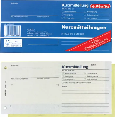 Obrázok produktu pre herlitz formulár "Krátka správa", 1/3 A4 na šírku