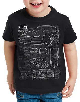 Produktbild von style3 K.I.T.T. Kinder T-Shirt blaupause michael knight 2000 black rider