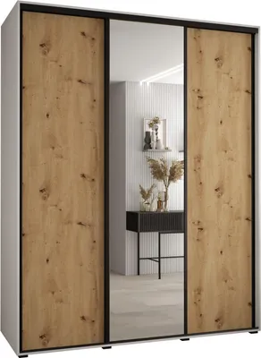 Produktbild von MEBLE KRYSPOL Davos 3 Schrank, drei Türen - 235,2x190x60 cm - Weiß Artisan Schwarz